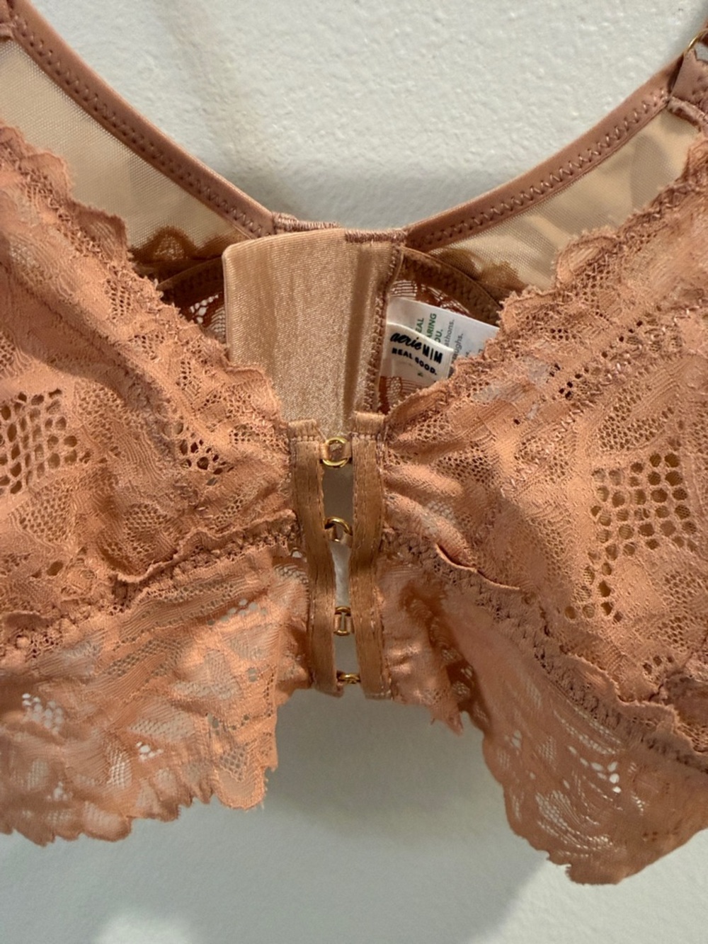 aerie Peach Lace Front-Closure Bralette - Picture 2 of 7